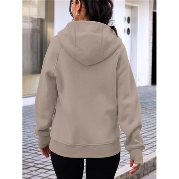Women’s Oversized Zip-Up Fleece Hoodie: Fall Fashion Sweatshirt for Winter - Picture 4 of 8